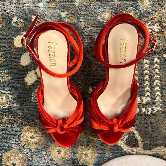 Suede Heels with Knot Detail and Ankle Strap - Picture 3 of 12